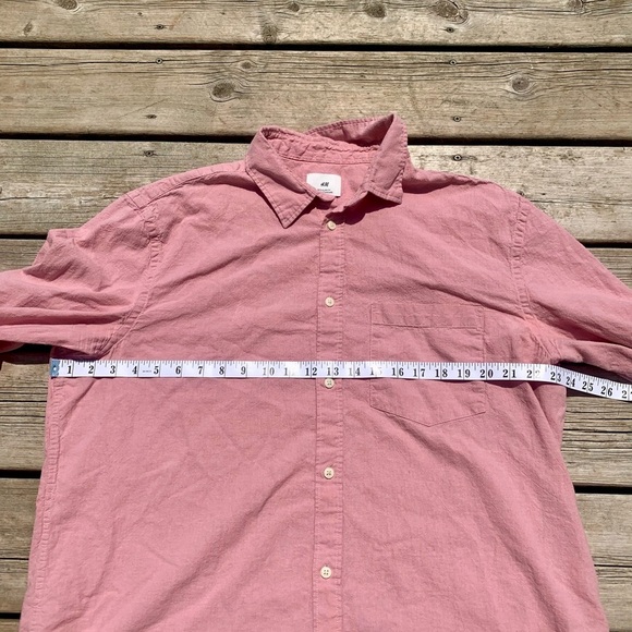 💚 H&M Men’s Pink Button-Up Shirt - XL Regular Fit - Picture 5 of 6